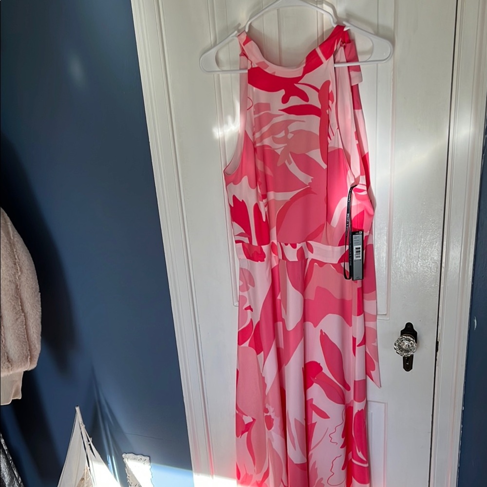 Tahari Pink Floral Asymmetrical Dress new with tag
